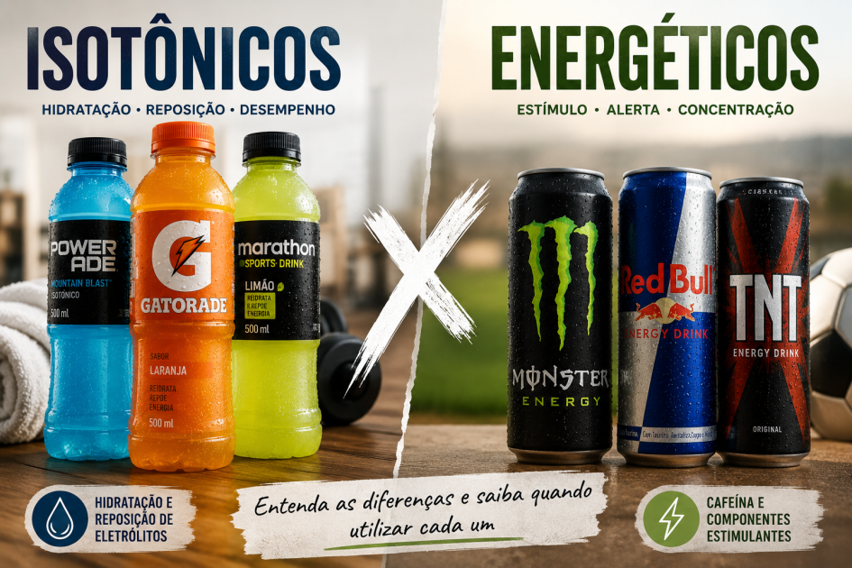 Isotônicos x Energéticos: entenda as diferenças e saiba quando utilizar cada um